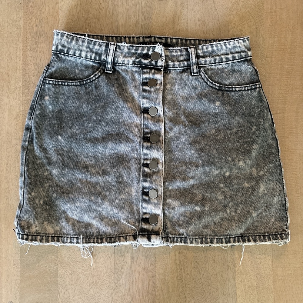 Forever 21 Black Acid Wash Mini Skirt